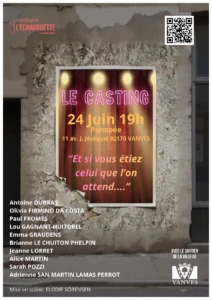 Affiche du spectacle Casting, mise en scène Élodie Sörensen, Cie l'Échauguette, Salle Panopée Vanves, 24 juin 2026
